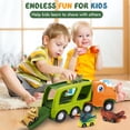 thumbnail image 5 of Boy Toys Cars 3-5, Dinosaur Truck with 4 Pull Back Dinosaur Cars, Dinosaur Toys for 1 2 3 4 5 Year Old Boys with Flashing Lights, Music and Roaring Sound, 5 of 7