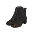 thumbnail image 5 of Women Faux Suede Peep Toe Caged Perforated Low Chunky Heel Bootie - 18148, 5 of 6