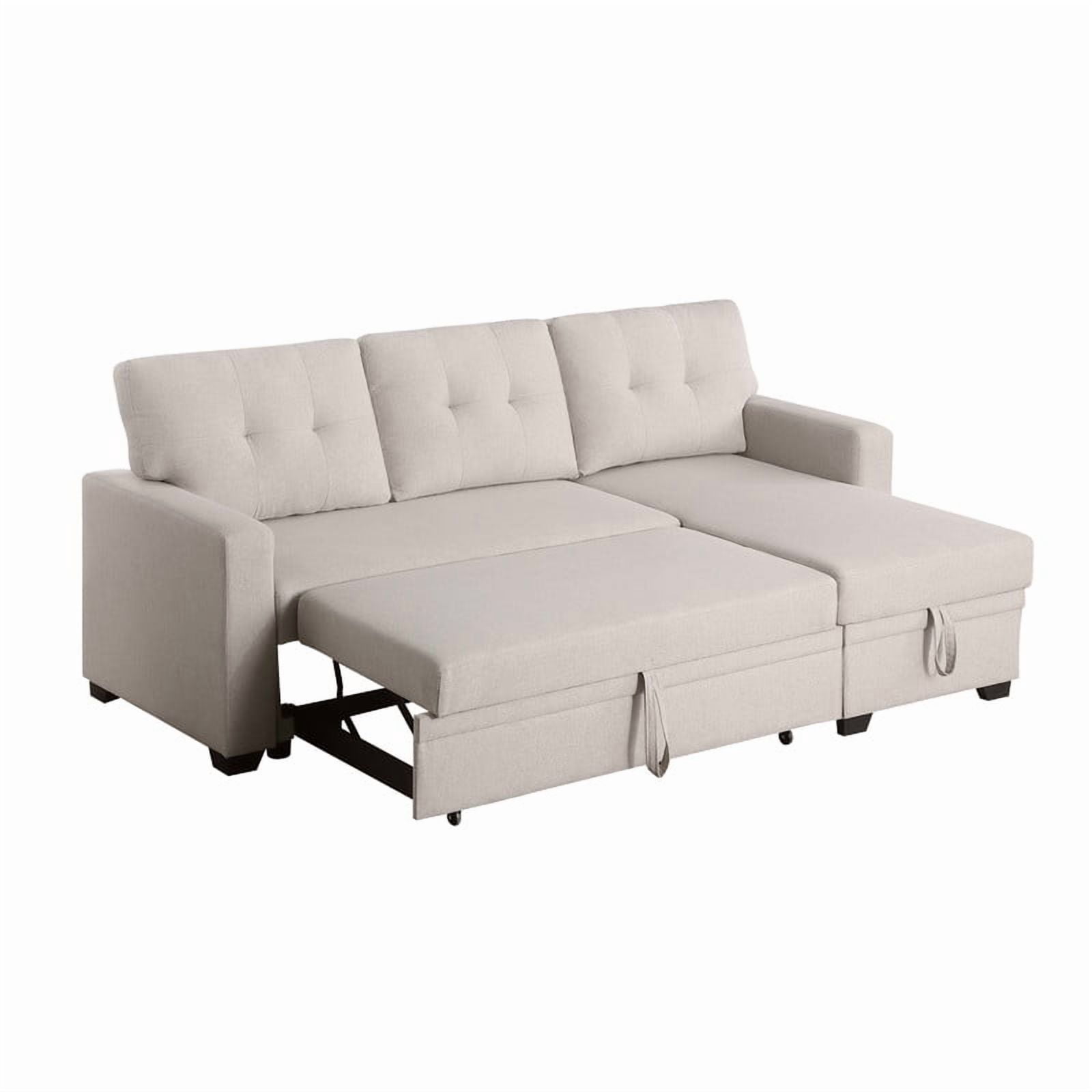 82" L-Shaped Convertible Sleeper Sectional Sofa with Pull-Out Bed, Storage Chaise, Removable Back Cushions, Modular Corner Couch for Living Room, Apartment, Home Office
