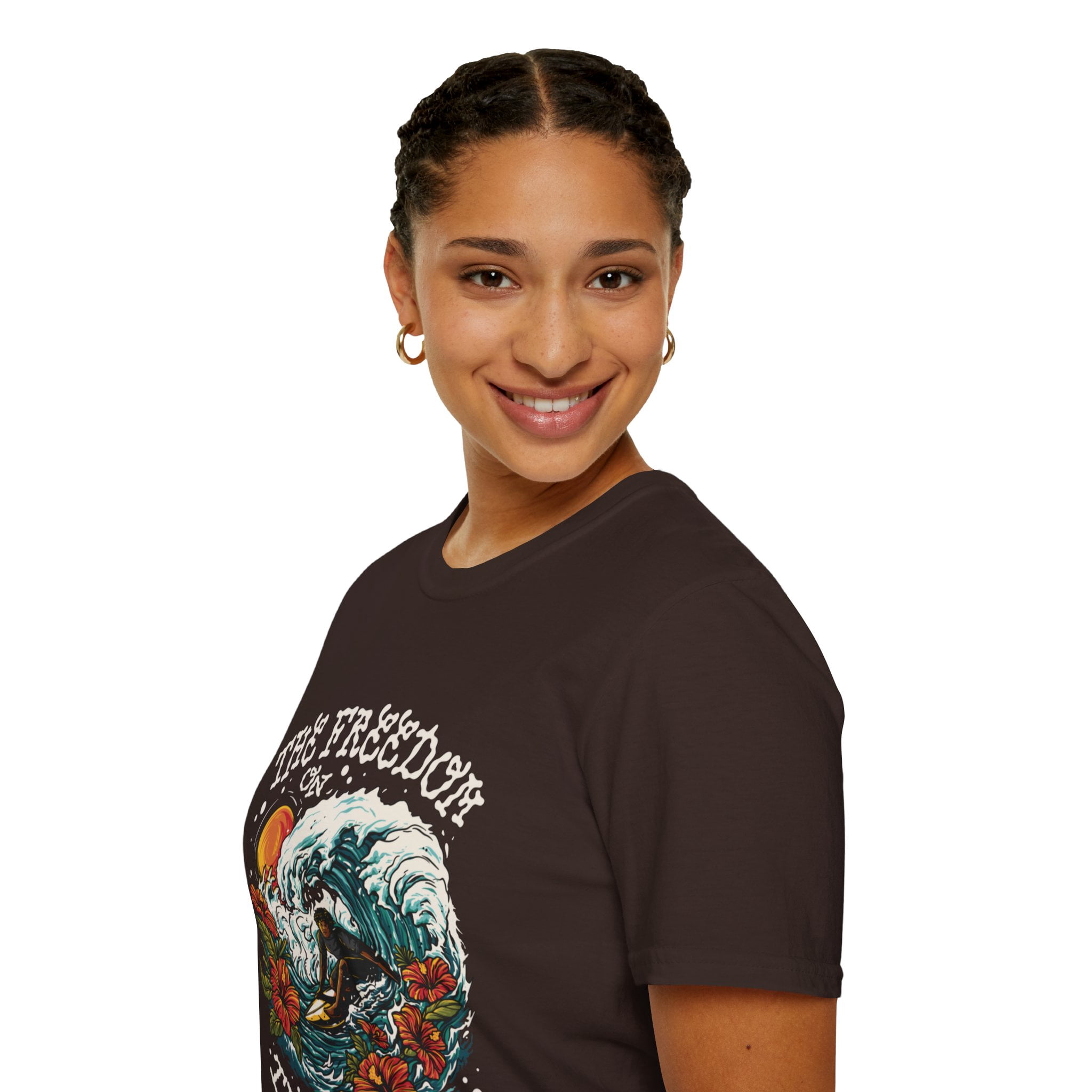 The Freedom On The Waves Surf Lover Novelty Graphic Unisex Softstyle TShirt