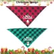 thumbnail image 1 of Paquete de 2 pañuelos para perros, bufanda clásica navideña a cuadros para mascotas, baberos triangulares, pañuelo, Feliz Navidad, Papá Noel, estampado de muñeco de nieve (grande, rojo y verde), 1 of 5
