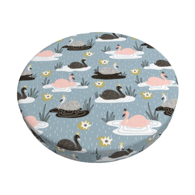 Balery Swan Princess On Lake Fundas de asiento para taburete de bar redondo de tela de terciopelo ajustables que protegen de arañazos y manchas para sillas de 14 a 17 pulgadas.-14 inch