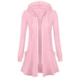thumbnail image 2 of Womens Full Zip Up Long Hoodie Jacket with Pockets Classic Fit Lightweight Tunic Sweatshirt Open Front Cardigan (L, Pink), 2 of 5