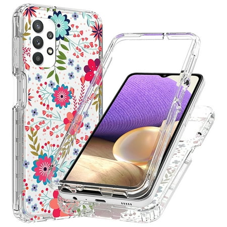Samsung Galaxy A32 5G Phone Case, Dteck Full-Body Shockproof Protective Bumper Cover, Support Wireless Charging, Impact Resist Durable Case for Samsung Galaxy A32 5G, Little Flower