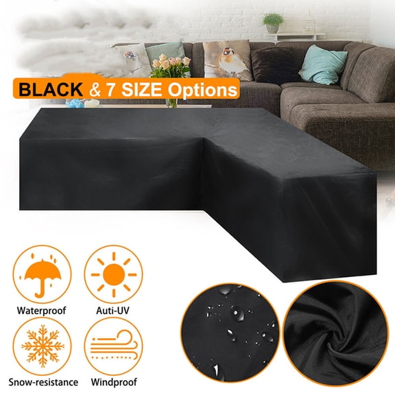 Bxaolu Patio V-Shaped Sectional Sofa Cover, Waterproof Outdoor Sectional Cover, Heavy Duty Garden Furniture Cover with Air Vent 85" L (on Each Side) x 31.5" D x 34.5" H, Black-1Pack