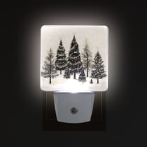 Yayeee LED Night Light for The Home Plug in With Light Sensors 2 Pack, Hand Drawn Christmas Trees