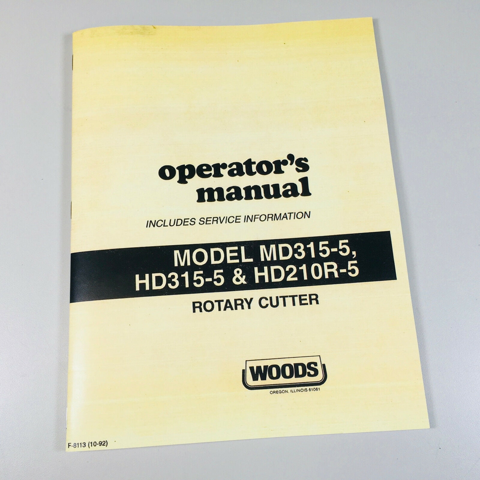 Woods Md3155 Hd3155 Hd210R5 Rotary Cutter Operators Owners Manual