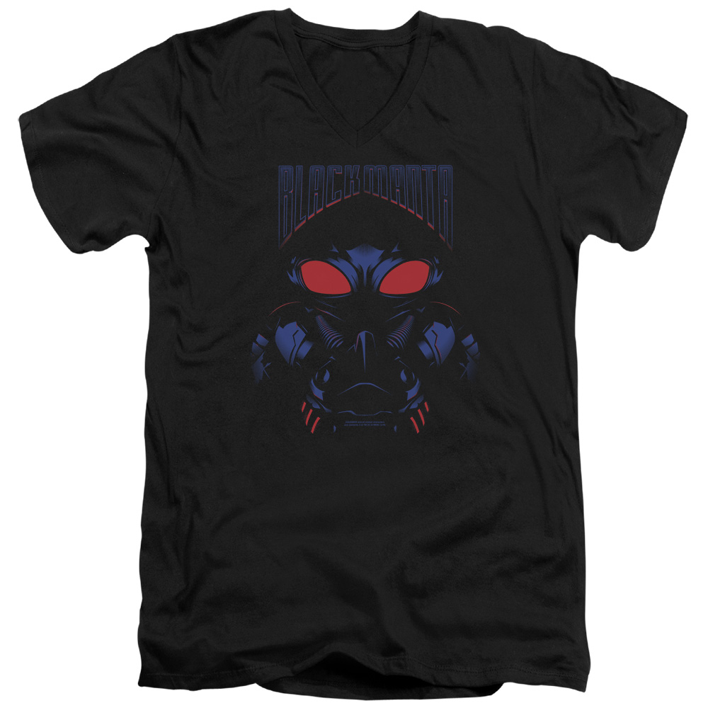 Aquaman Movie Black Manta S/S Adult V-Neck T-Shirt 30/1 T-Shirt Black