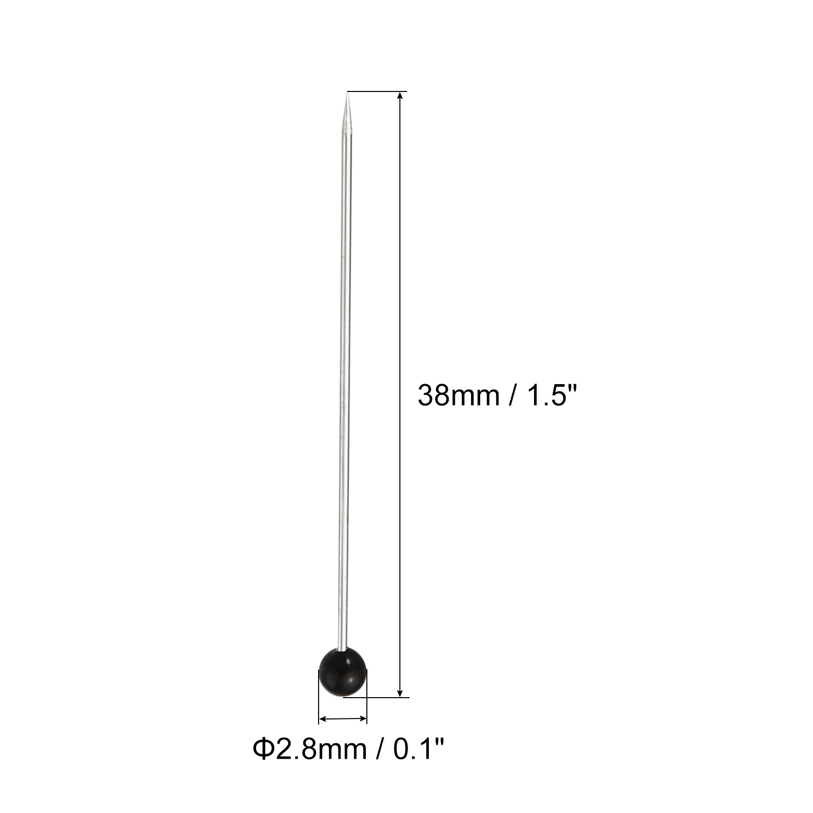 Unique Bargains Sewing Pins Ball Glass Head Straight Quilting Pin Black 500 Pcs