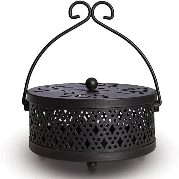 Soporte para bobina de mosquitos, quemador de incienso portátil retro para mosquitos para el hogar y el camping (negro)