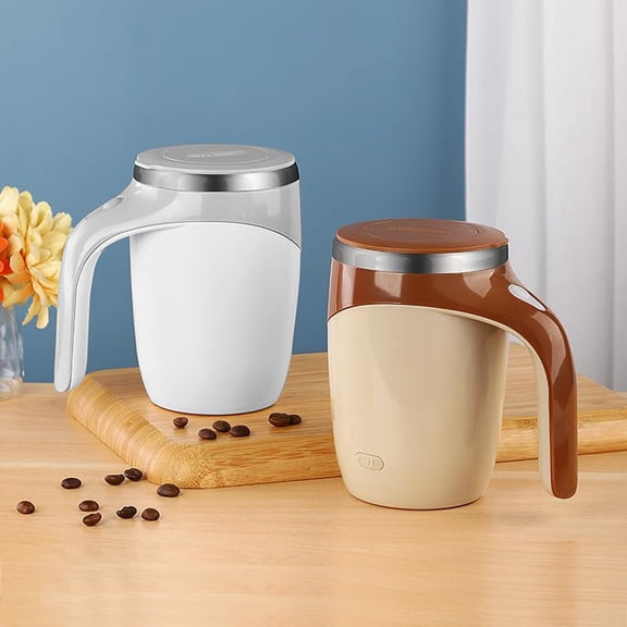 380ml Rechargeable Automatic Stirring Coffee Mug with Magnetic Mixer, Self-Stirring Cup for Tea and Hot Chocolate, White
