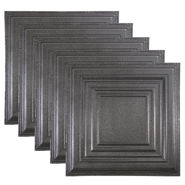 Great Lakes Tin Detroit Pewter 2ft x 2ft Nail Up Ceiling Tiles (5 Pack)
