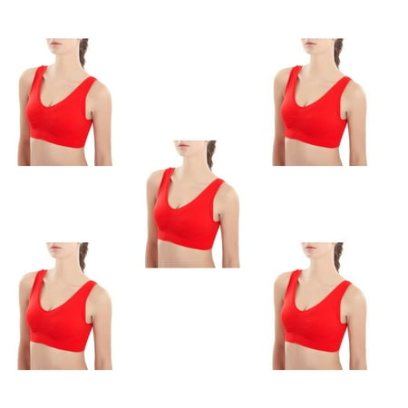 

Widealiff 5pcs Women Wirefree Seamless Sport Bra Girl Breathable Push Up Yoga Running Top