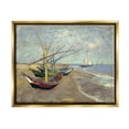 thumbnail image 3 of Stupell Industries Fishing Boats on Beach Saintes Maries Vincent van Gogh Painting Painting Metallic Gold Floating Framed Canvas Print Wall Art, Design by one1000paintings, 3 of 5