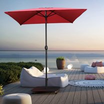 Davee  6.5 Ft Square Red Patio Umbrella and Market Umbrella with Tilt and Crank