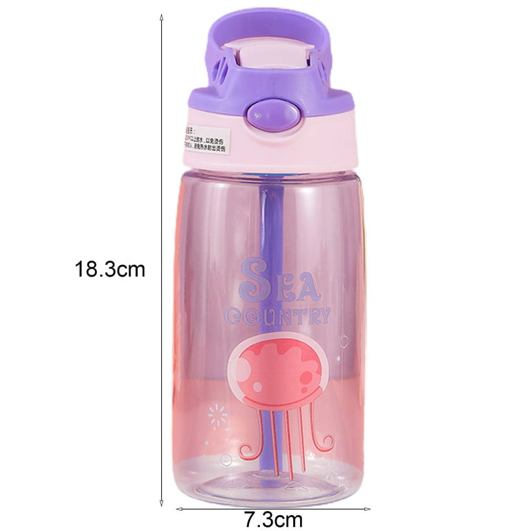 480ml Water Bottle With Straw Kids Girls Portable Travel Bottles