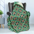 thumbnail image 4 of Moroccan Soft Flannel Fleece Throw Blanket, Middle Eastern Style Moroccan Door Arch with Medieval Floral Details Retro, Cozy Plush for Indoor and Outdoor Use, 70" x 90", Green and Brown, by Ambesonne, 4 of 5