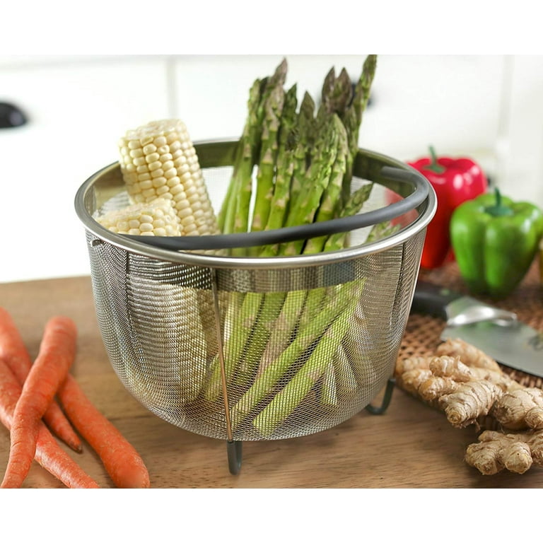 Stainless Steel Steamer Basket For Instant Pot, With Silicone Wrapped  Handle, Custom Fit For 5/6 Qt