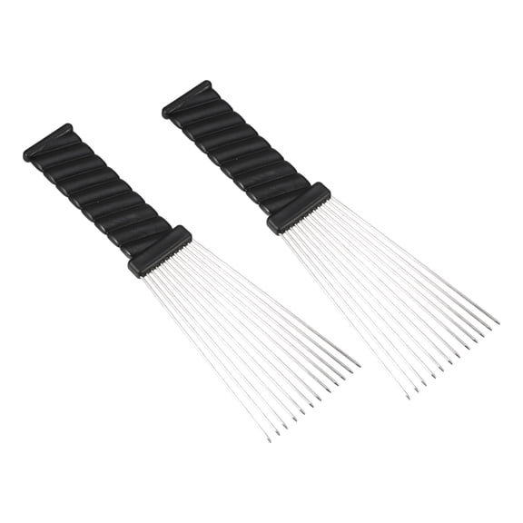 Unique Bargains 2Pcs Black Metal Hair Pick Afro Comb 9.05"x2.75" for Curly Hair