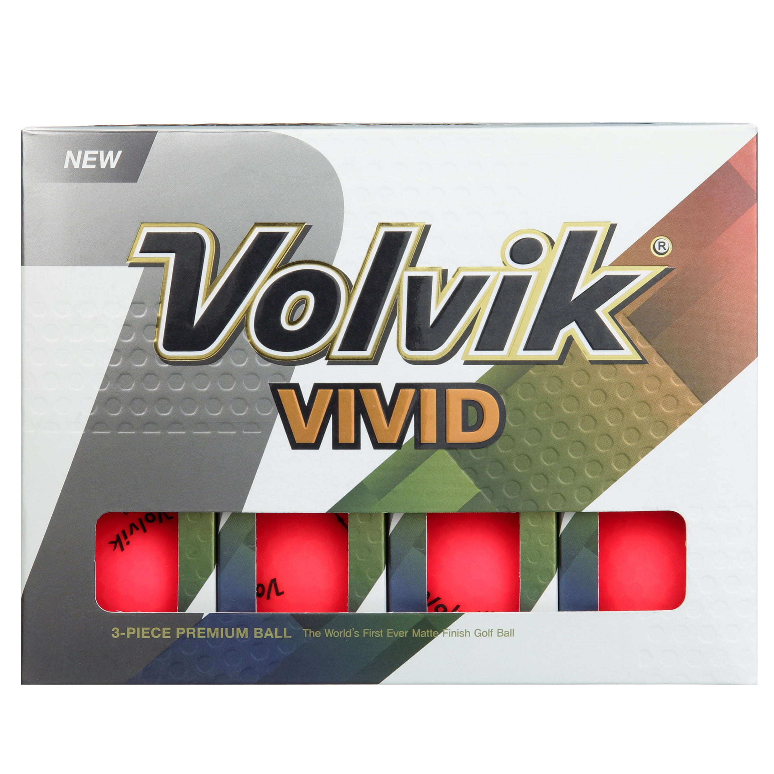 Volvik Vivid Golf Balls, Red, 12 Pack