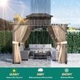 thumbnail image 4 of 10' x 13' Hardtop Aluminum Gazebo, Double Roof Outdoor Pergola with Sunshade Canopy, Netting & Curtains, Heavy Duty All-Weather Shelter for Patio, Garden, Deck, Poolside, Khaki, 4 of 7