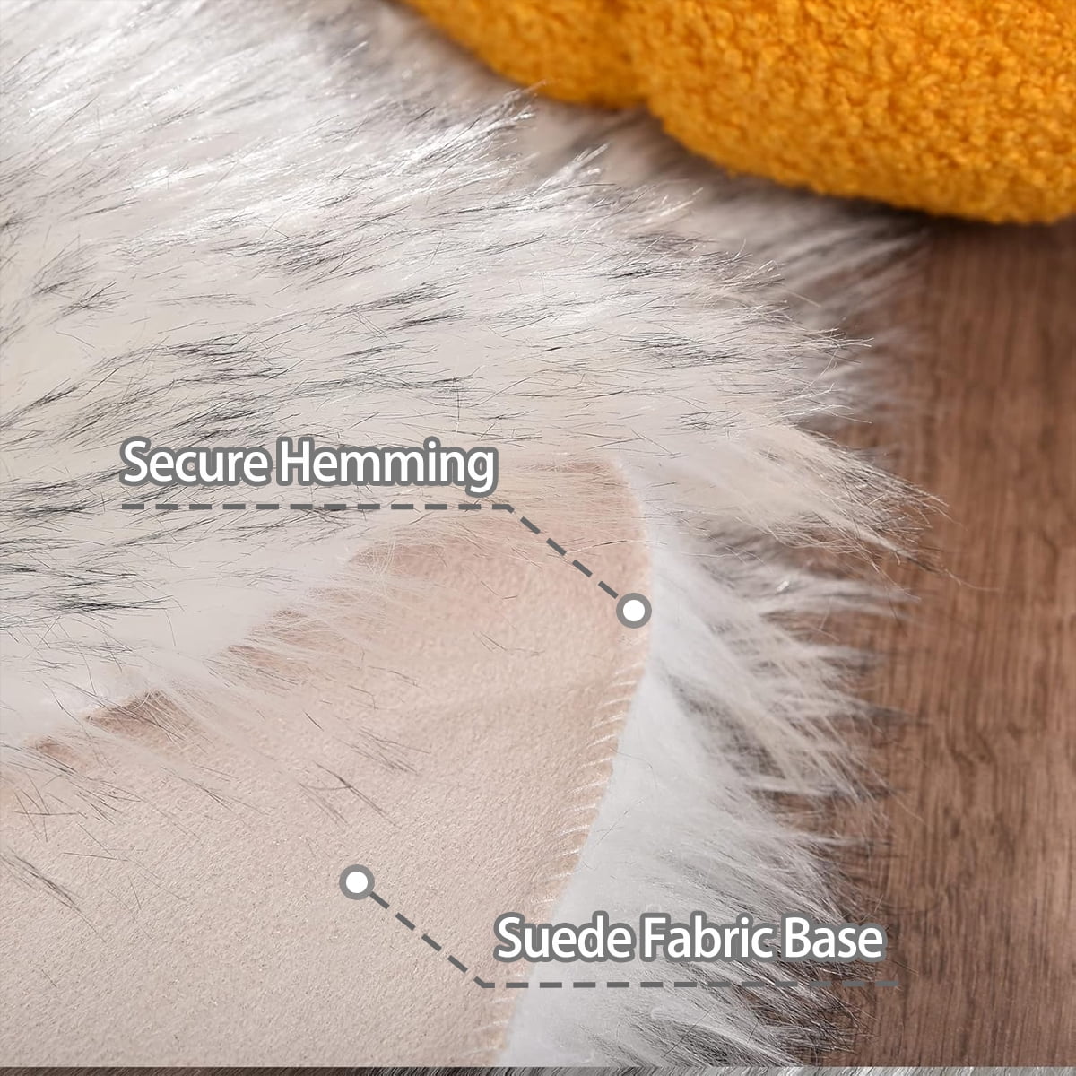 Faux sheepskin area rug 2'x6', white-gray machine-washable fluffy rug，Suitable for bedroom, living room, and children's room bedside rug
