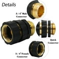 thumbnail image 3 of DISEN 3/4"Garden Hose Connector 4 Set Garden Hose Quick Connect Fittings Male and Female Water Quick Release Hose Connector, 3 of 5