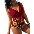thumbnail image 2 of Luiryar Women Summer One-piece Swimsuit Sunflower Printing V-neck High Waist Tie Up Sleeveless Backless Swimwear, 2 of 6