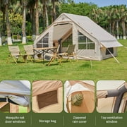 Inflatable Camping Tent 6.6m2 Large Space, 6-8 Person Glamping Tent With Sturdy Canvas, 360° Ventilated Windows, Easy Setup Air Pump Included, For Outdoor Camping And Backyard