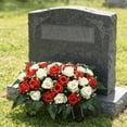thumbnail image 4 of FTsdfkl 20Inch Cemetery Flowers for Grave,Headstone Flower Saddle,Flowers for Cemetery Grave Decoration Headstone Flower Saddle for Headstone Decoratio (Red White), 4 of 6