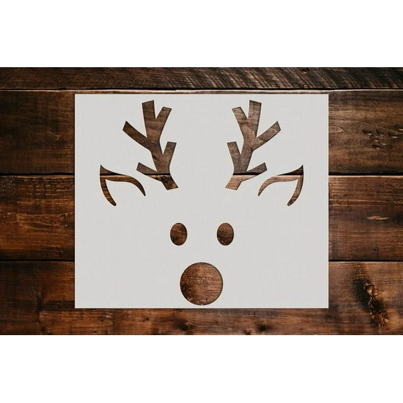 Cute Reindeer Face Stencil - Art and Wall Stencil (5"x6")