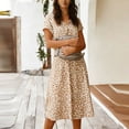 thumbnail image 4 of Levmjia Womens V Neck Polka Dot Midi Shirt Dress Short Sleeve Loose Casual Summer Dress with Drawstring Waist Flowy Polyester Fabric, 4 of 6