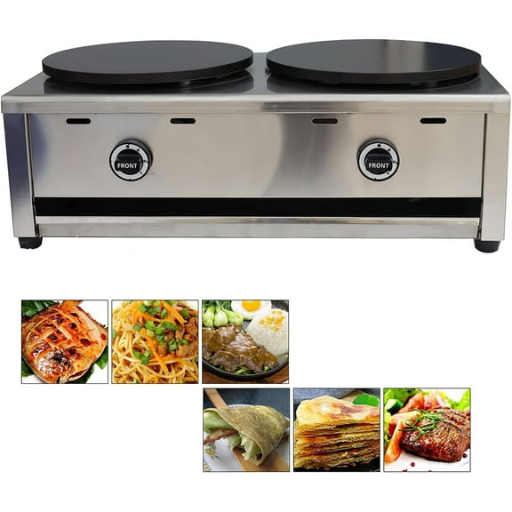 Crepes Making Pancake Fruit Machine Double Head LP Gas 2800PA Commercial