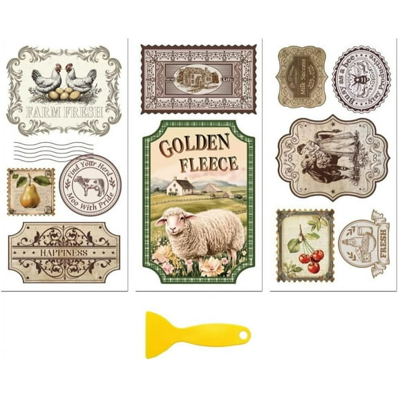 Colorful Rub on Transfer Decal Sticker for Furniture Craft Decor 6"x12" Vintage Farmhouse 3Pcs Waterproof UV DTF Transfer for Drawer Dresser Glass Porcelain Wood Plastic