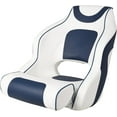 thumbnail image 2 of Historyli Premium Captain's Boat Seat with Thickened Padding & Curved Armrests, High-Back Pontoon Boat Seats, White/Blue, 2 of 8