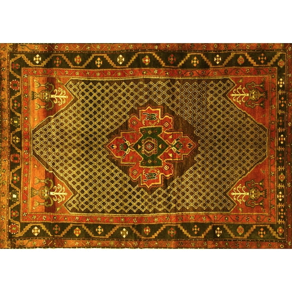 Ahgly Company Indoor Rectangle Persian Yellow Traditional Area Rugs, 5' x 7'