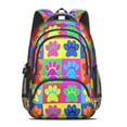 thumbnail image 2 of Colorful Dog Paw Footprint Backpack for School,Cute School Bag,Schoolbag with Adjustable Shoulder Straps & Padded Back,16.9 Inch, 2 of 5