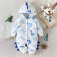 thumbnail image 2 of mgoYE Newborn Baby Boy Girl Snowsuit Long Sleeve Romper Onesie Toddler Infant Fall Winter Zipper Hooded Clothes(White,6-9 Months), 2 of 9