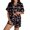 v-262Black558, variant on HAYIMI Bowknot Printed Pajama Sets For Women 2 Piece Lapel Short Sleeve Button Shirt With Matching Shorts Comfort Sleepwear Home Nightwear Loungewear