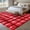 Red, variant on Round Area Rug 5 Ft, Pink Plaid Washable Non-Slip Circle Carpet for Living Room/Bedroom, Modern Art Checkered Farmhouse Low-Profile Runner Mats Collection Rugs for Indoor