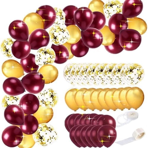 Burgundy Gold Balloons, 45pcs - Graduation, Wedding, Birthday Party Decorations - Maroon Gold Balloon Arch - Women