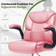 thumbnail image 4 of JONPONY Tall Office Chair for Standing Desk, Ergonomic High Leather Executive Office Chair with Flip-up Armrest,and Adjustable Foot Ring for Counter Height Desk,Pink, 4 of 13