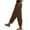 Brown, variant on USNSM Women's Stretch High Rise Loose Casual Comfort Straight Pants Elastic Rise Loose Fit Pocket Solid Linen Lightweight Pants Wine M