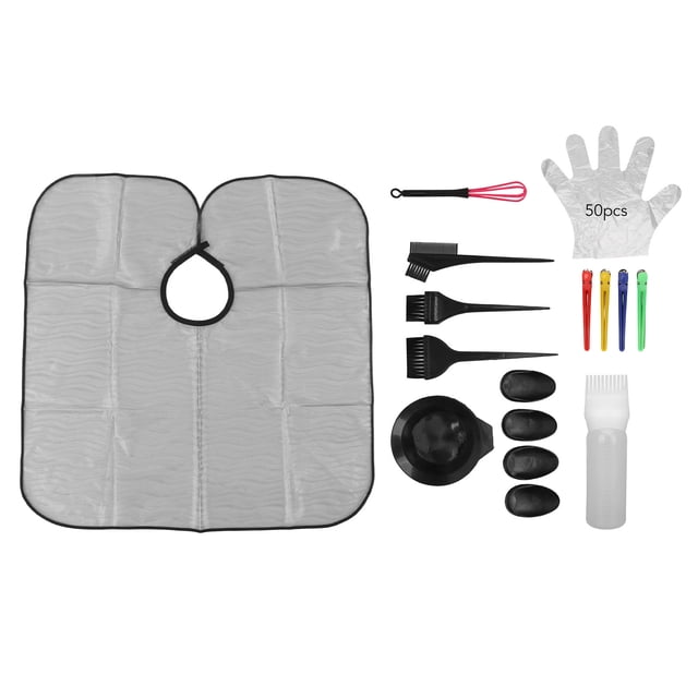 Hair Dye Coloring Kit Mixing Bowl Pointed Handle Brush Clips Cape Gloves Hair Dyeing Tools