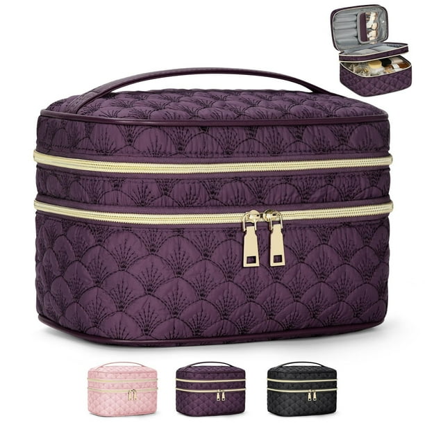 Cosmetiquera Bolsa de Maquillaje Grande Bolsa de Cosméticos de Viaje para Mujer Doble Capa Portátil Multifunción Bolsa de Maquillaje de Viaje Bolsa de Tocador Neceser portátil