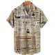 thumbnail image 2 of Camisa retro de manga corta para hombre, periódicos antiguos impresos en 3D, diseño de botones informal y moderno para ropa de calle y hogar, 2 of 4