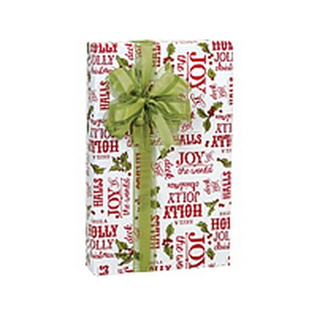 Green Gift Wrap Red and Green Merry Christmas Holly Berry Holiday /Christmas Gift Wrapping Paper 16ft ()