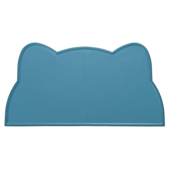 Uxcell Cat Food Mat, 17x9 Inch Silicone Pet Feeding Mat Non-Slip Cat Face Shaped Waterproof Dog Water Bowl Tray Raised Edge Protects Floors (1Pcs, Dark Blue) Intended for Pets Bowl