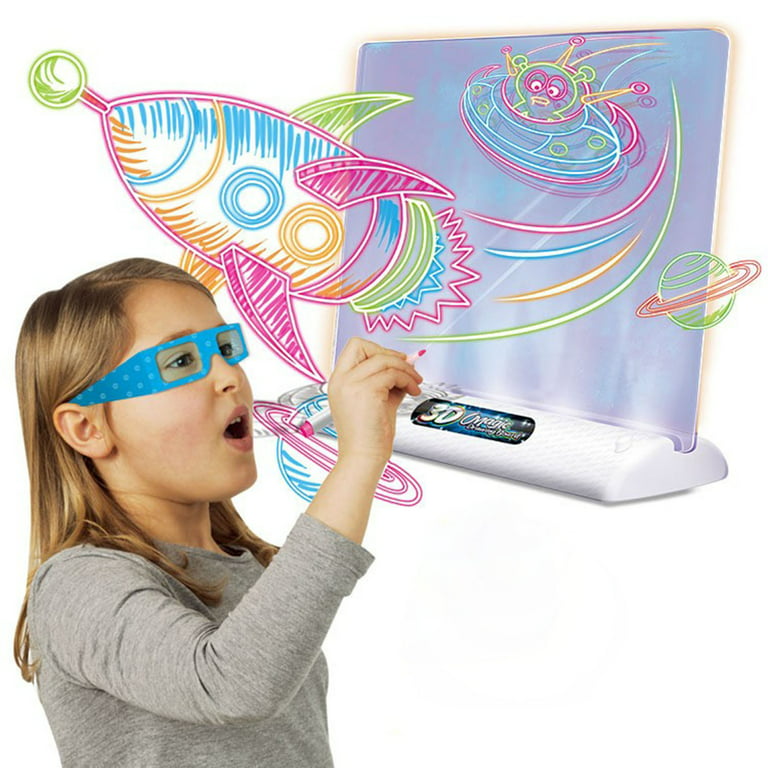 Pad Deluxe Light Up LED Drawing Tablet With Extras Includes Wipe Board  Cloth 3D Glasses Pattem Paper LED Lamp Holdte Transparent Drawing Board  Erasable Type Fluorescent Plate Pen 