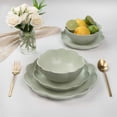 thumbnail image 2 of Sango Bethany 12-Piece Sage Stoneware Dinnerware Set with Scallop Design, 2 of 13